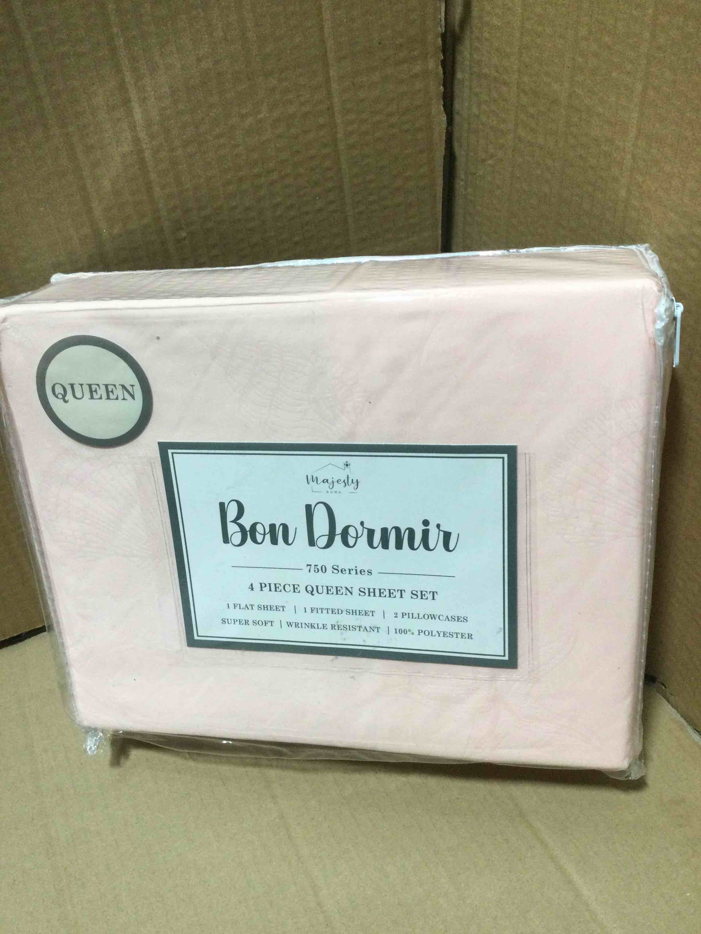 Queen Bon Dormir 750 series 4 piece queen sheet set includes one flat sheet one fitted sheet two pillowcases