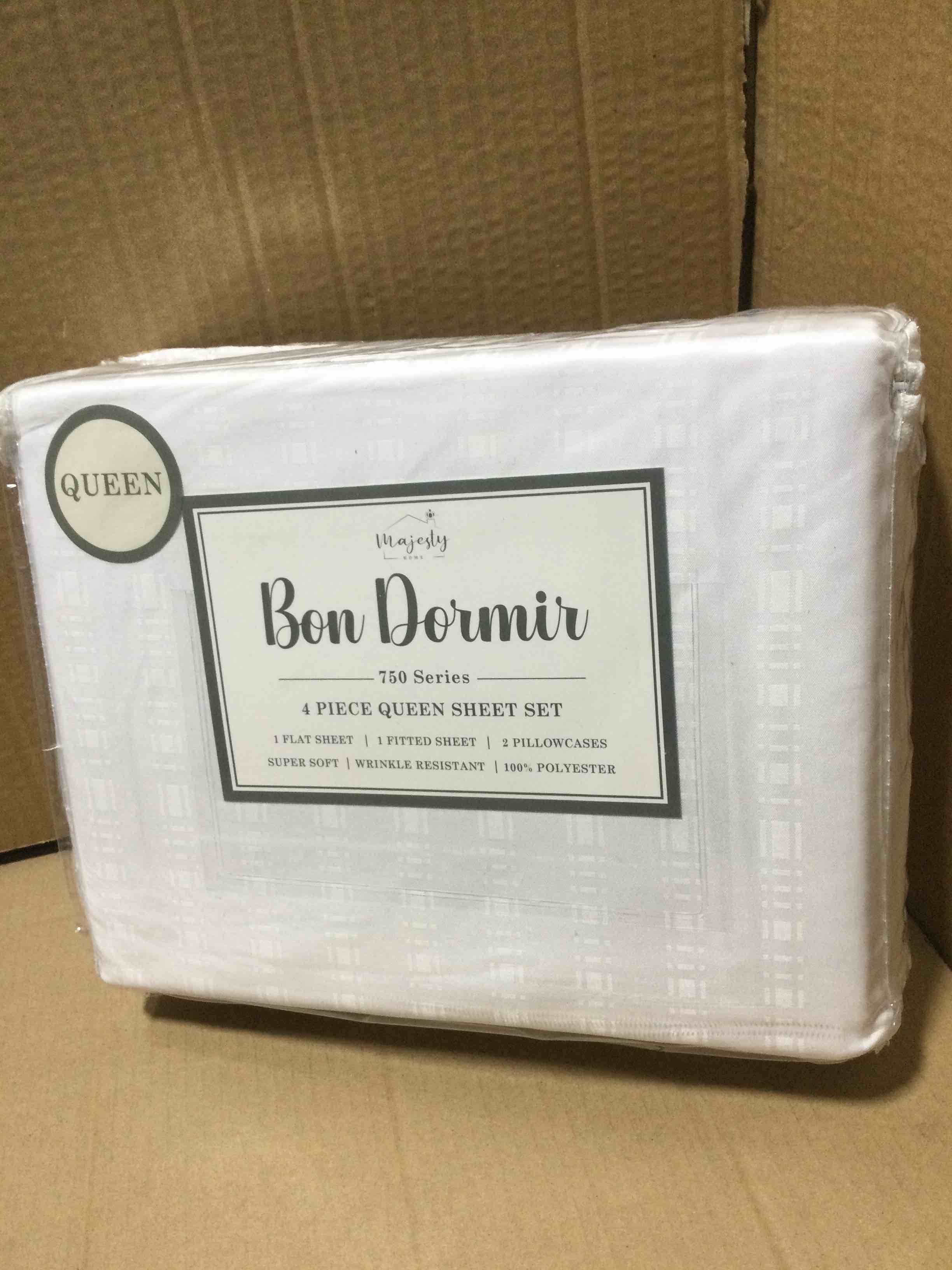 Queen Bon Dormir 750 series 4 piece queen sheet set includes one flat sheet one fitted sheet two pillowcases