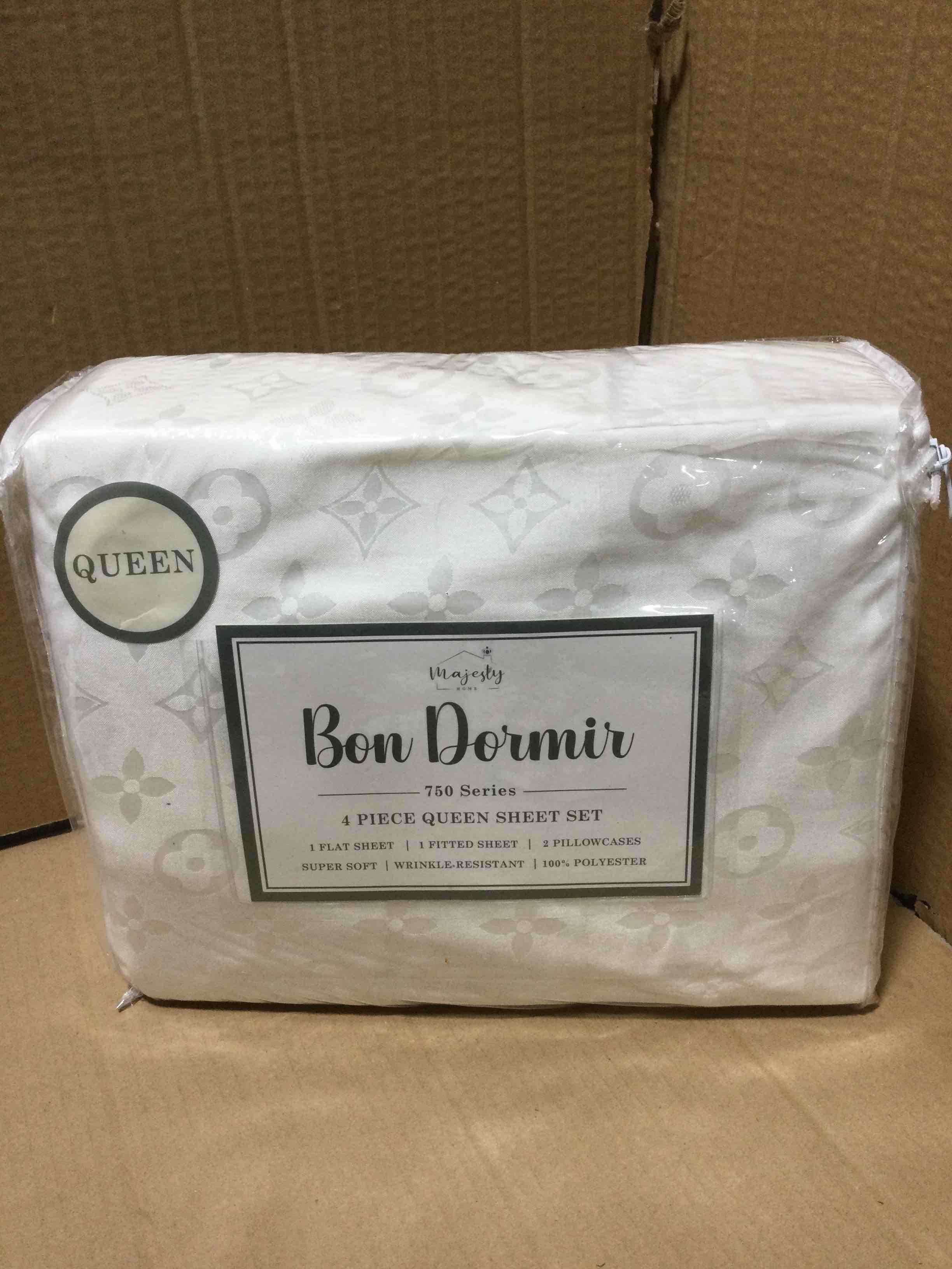 Queen Bon Dormir 750 series 4 piece queen sheet set includes one flat sheet one fitted sheet two pillowcases