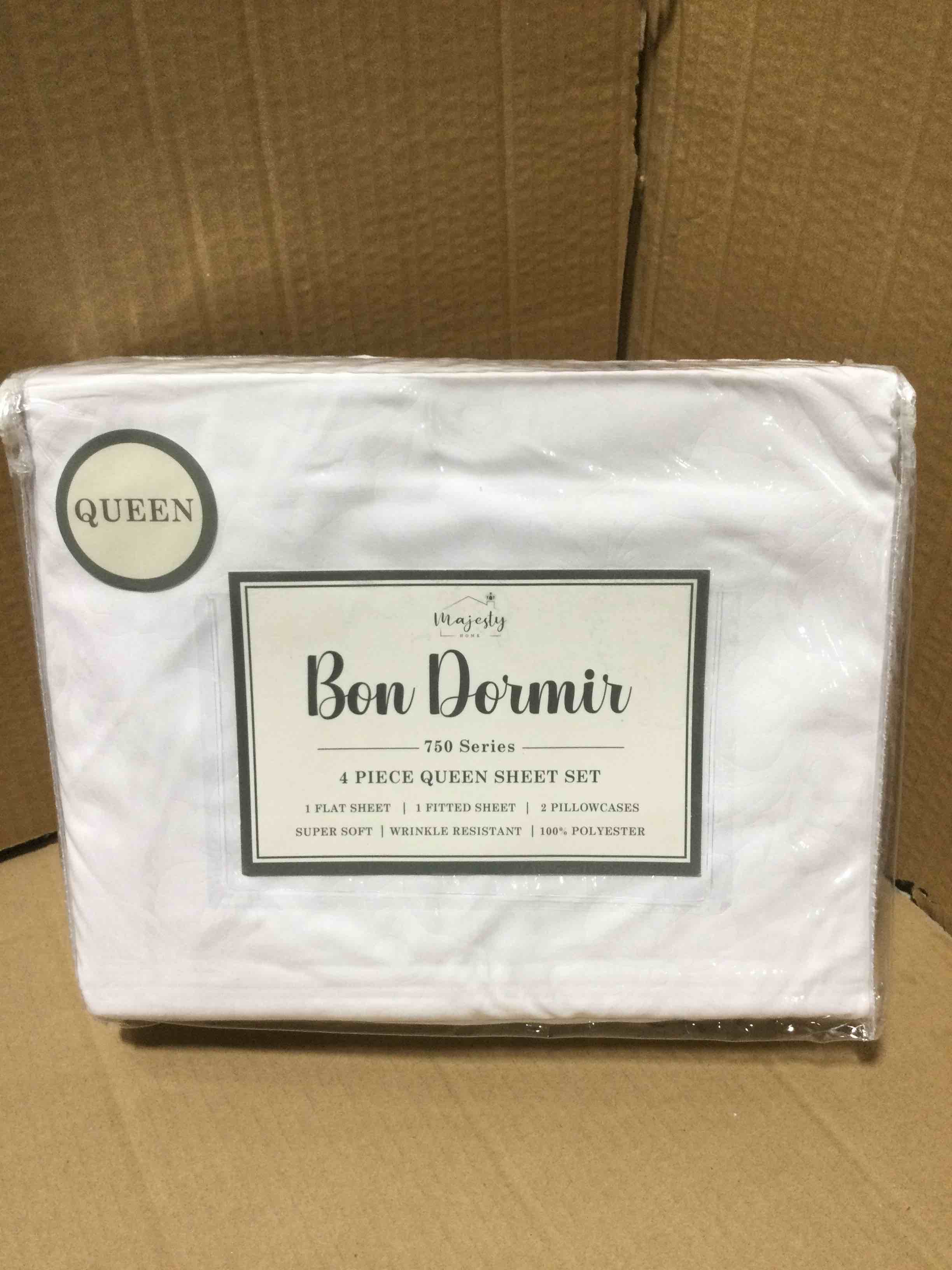 Queen Bon Dormir 750 series 4 piece queen sheet set includes one flat sheet one fitted sheet two pillowcases