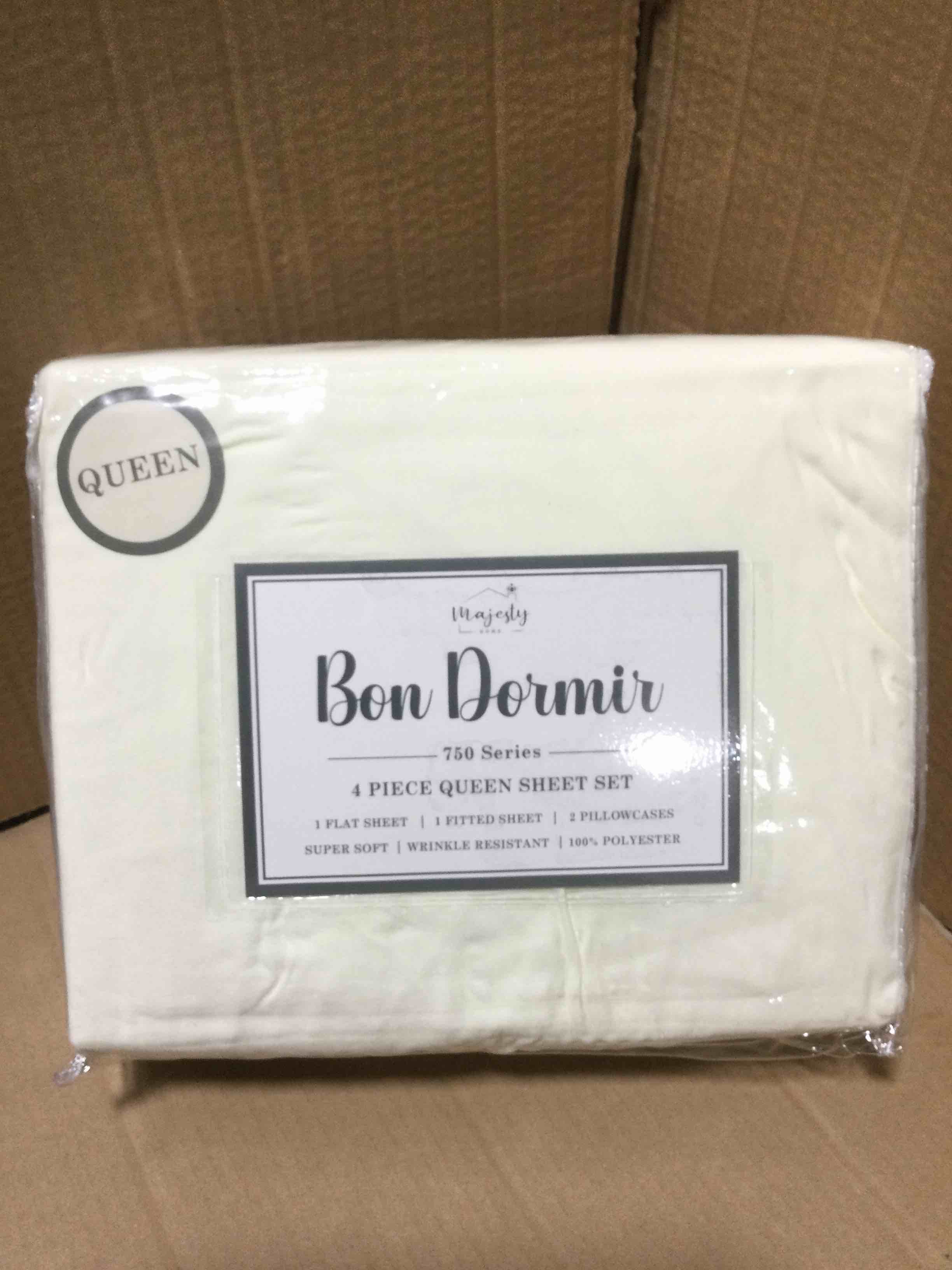 Queen Bon Dormir 750 series 4 piece queen sheet set includes one flat sheet one fitted sheet two pillowcases