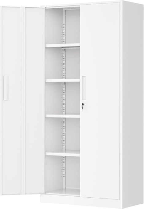 White Metal Storage Cabinet 