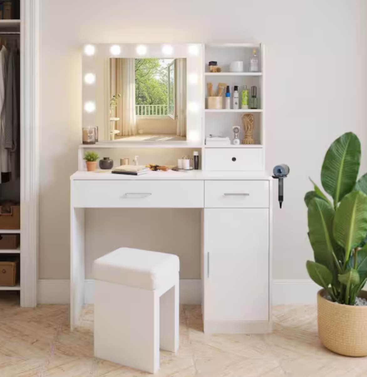 White Makeup Vanity Dressing Table