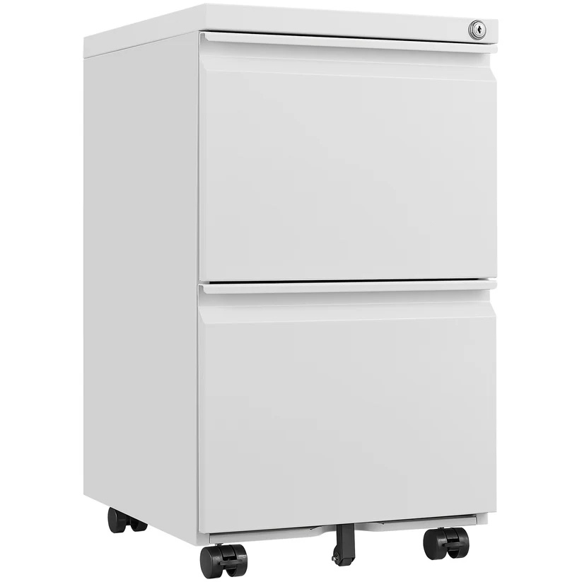White 2-Drawer Mobile Metal File Cabinet 