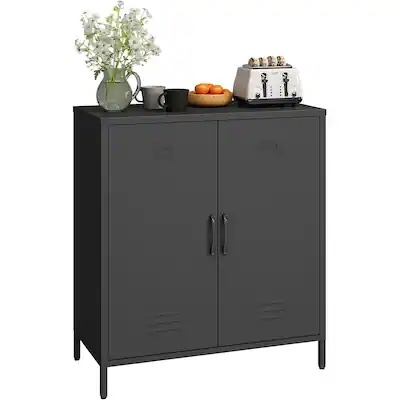 Black 2-Door Metal Storage Cabinet 