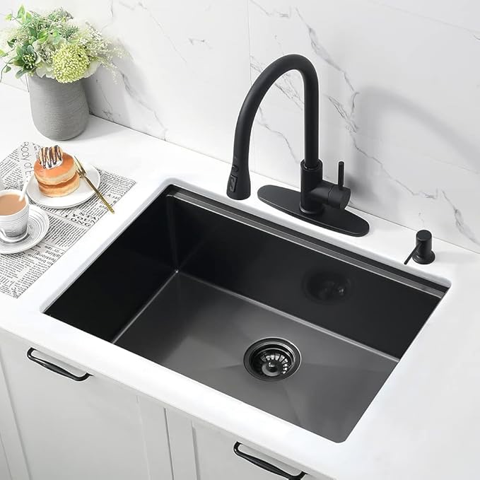 HAO XIAN SHENG Black Stainless Sink With Cutting Board 