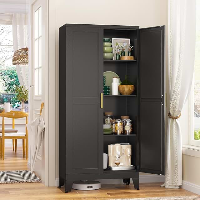 Black 2-Door Metal Cupboard 