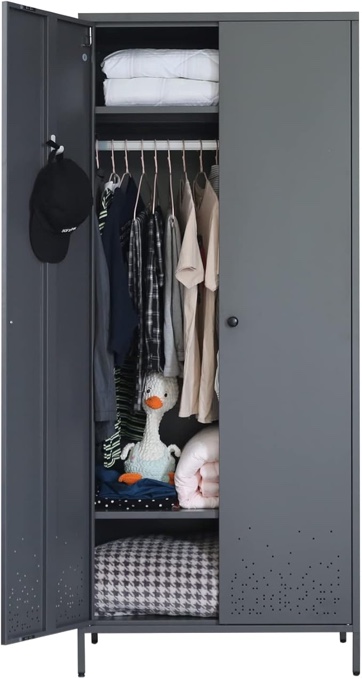 Gray Metal Wardrobe Closet