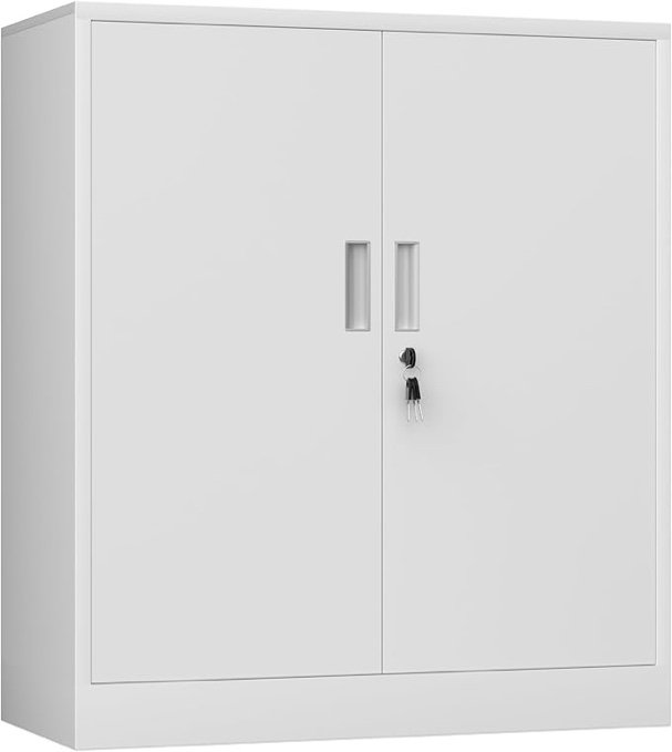 Metal Storage Cabinet with Locking Doors and 2 Adjustable Shelve