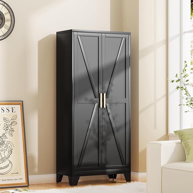 Black 2-Door Metal Farmhouse Cabinet 
