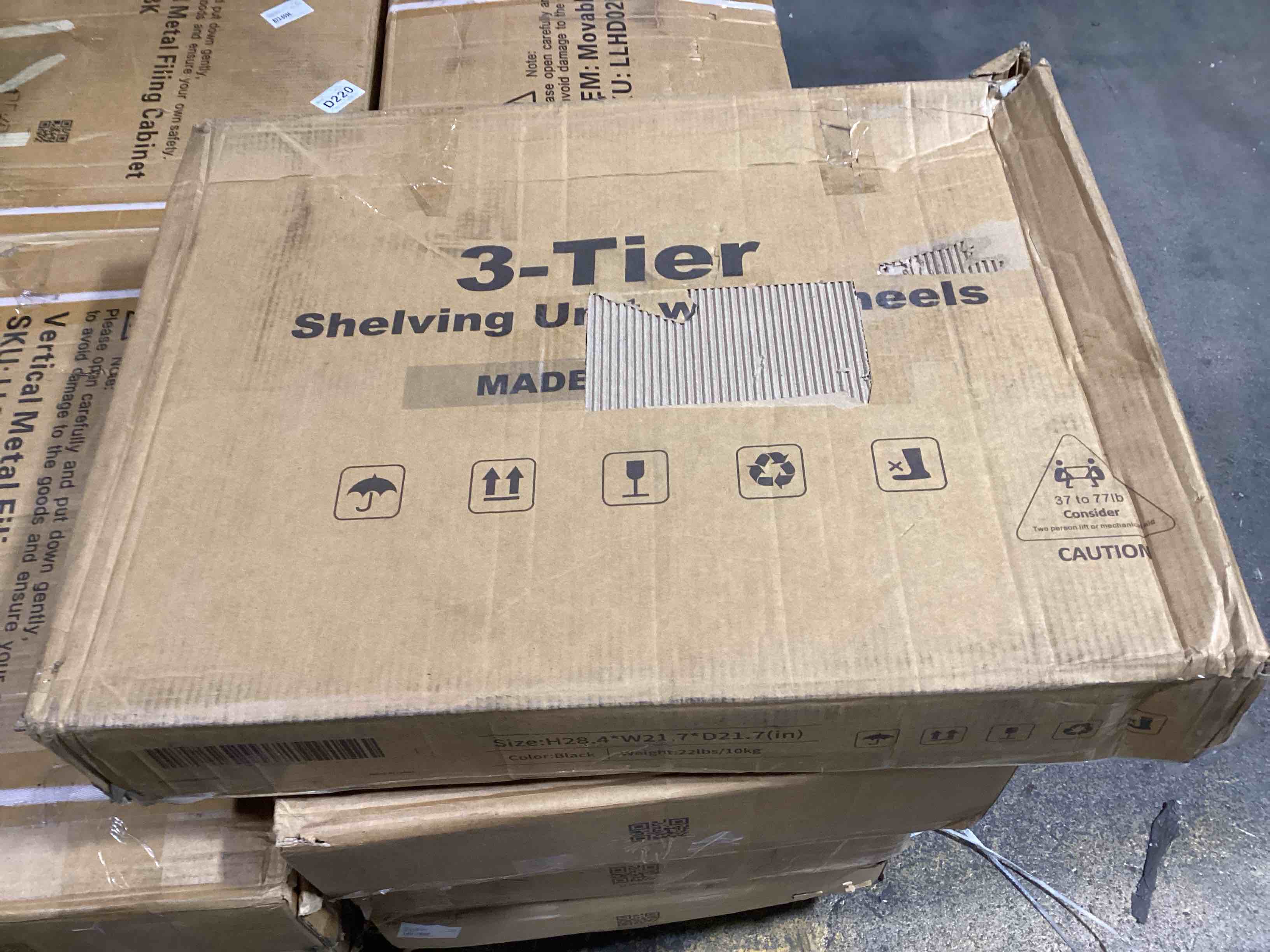 Condition photo showing Good Condition for 3-Tier Mobile Metal Shelving Unit, 28.4in x 21.7in x 21.7in