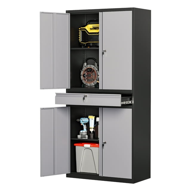 Black and Gray Metal Tool Cabinet 
