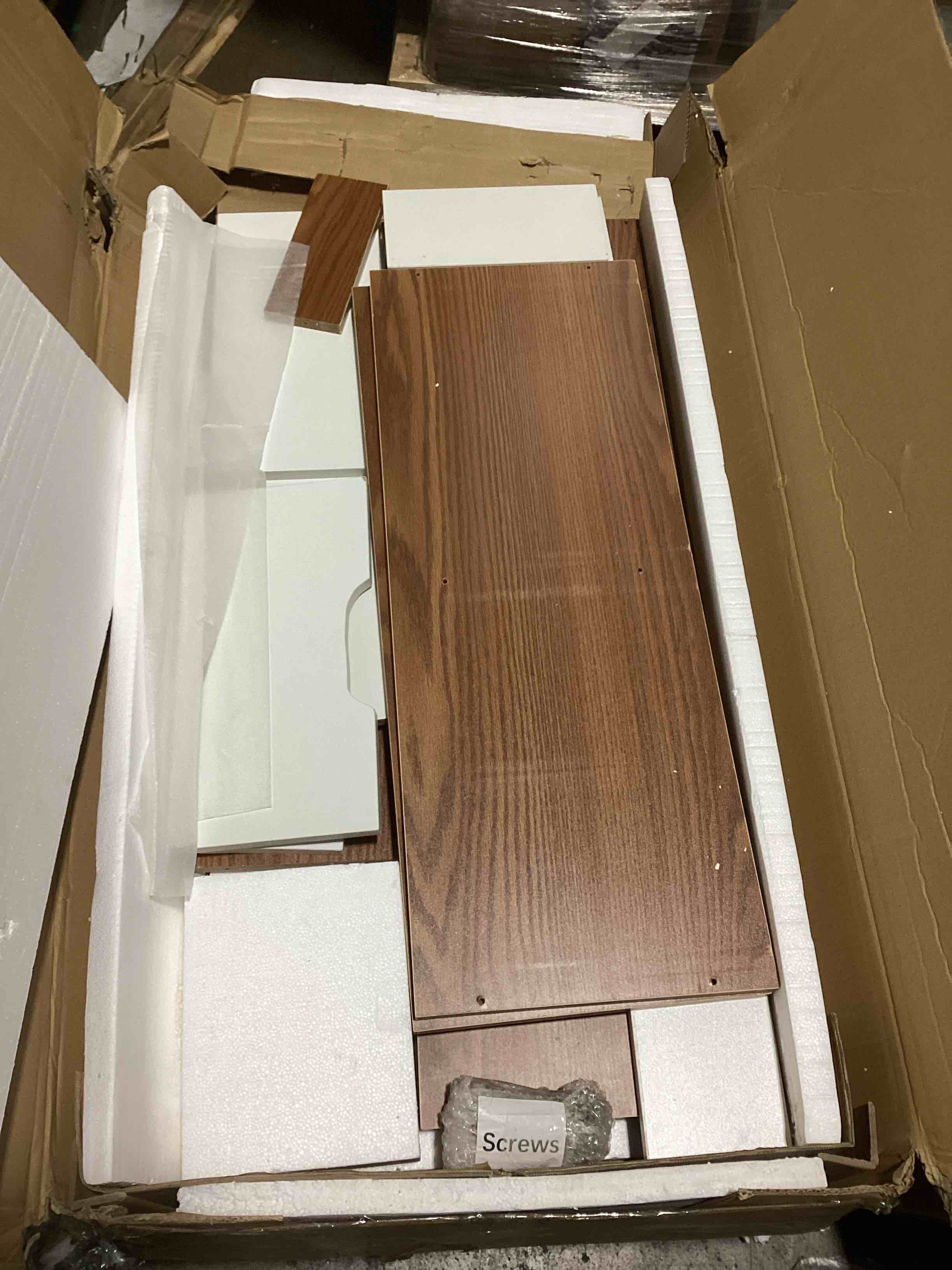 Brown Wood Storage With 2 White Drawers 