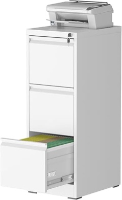 White 3-Drawer Vertical Metal Filing Cabinet 