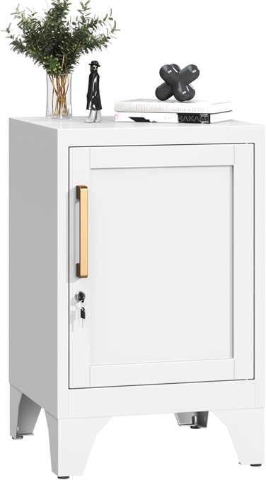 White Metal Bedside Table 