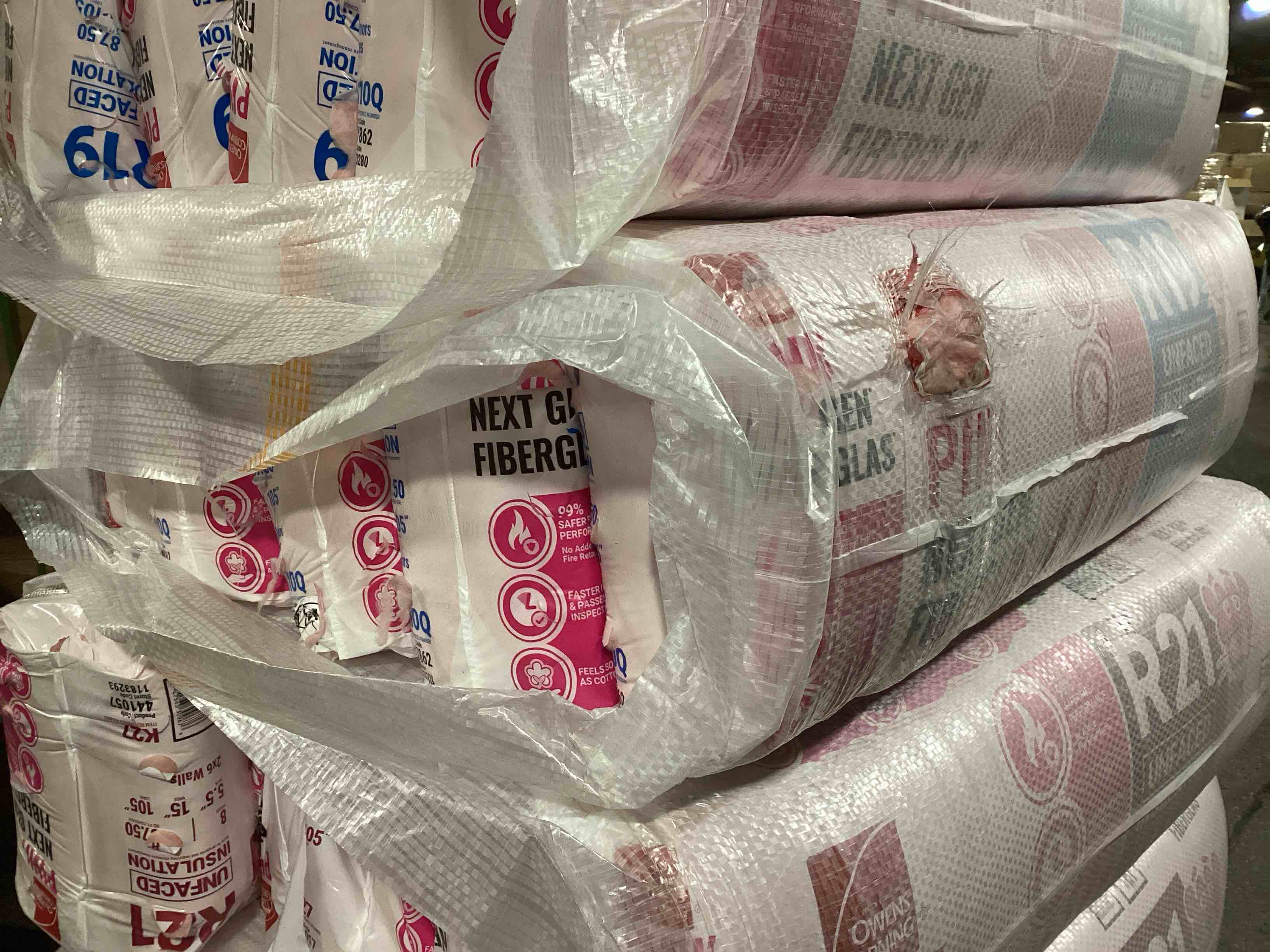 5 Bags of Owen’s Corning R-19 Pink Next Gen Fiberglass Unfaced Batt Insulation, 6.5in x 15in x 105in, 8 Pieces Per Bag And 87.50 Sq.Ft. Per Bag, Your Bid Per Bag