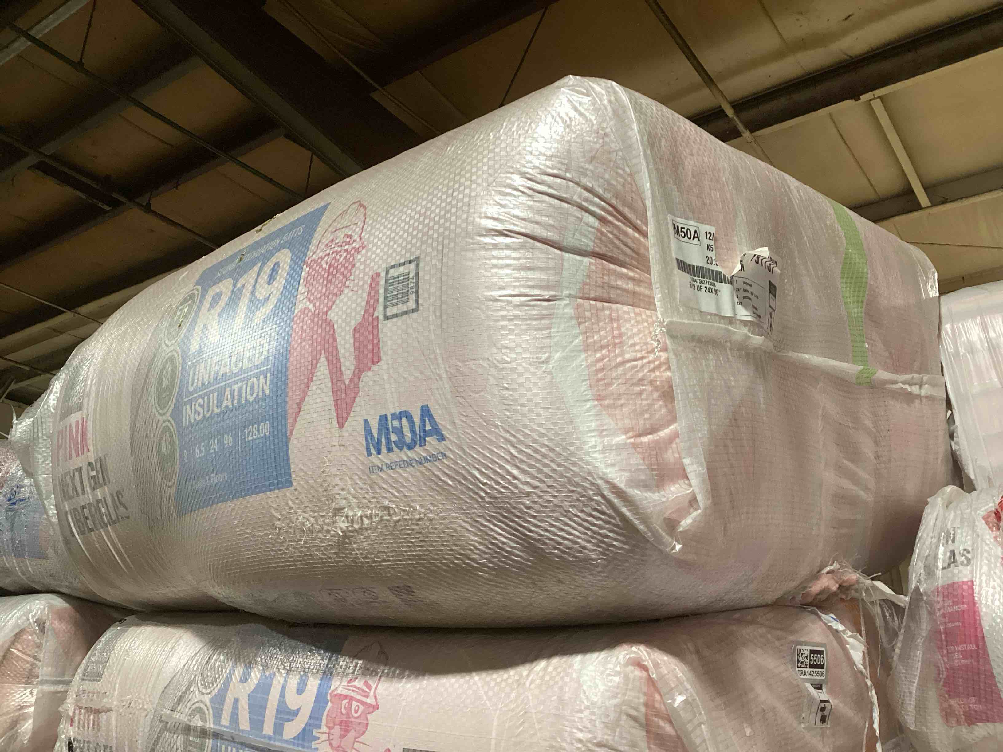 5 Bags of Owen’s Corning R-19 Pink Next Gen Fiberglass Unfaced Batt Insulation, 6.5in x 24in x 96in, 8 Pieces Per Bag And 128 Sq.Ft. Per Bag, Your Bid Per Bag