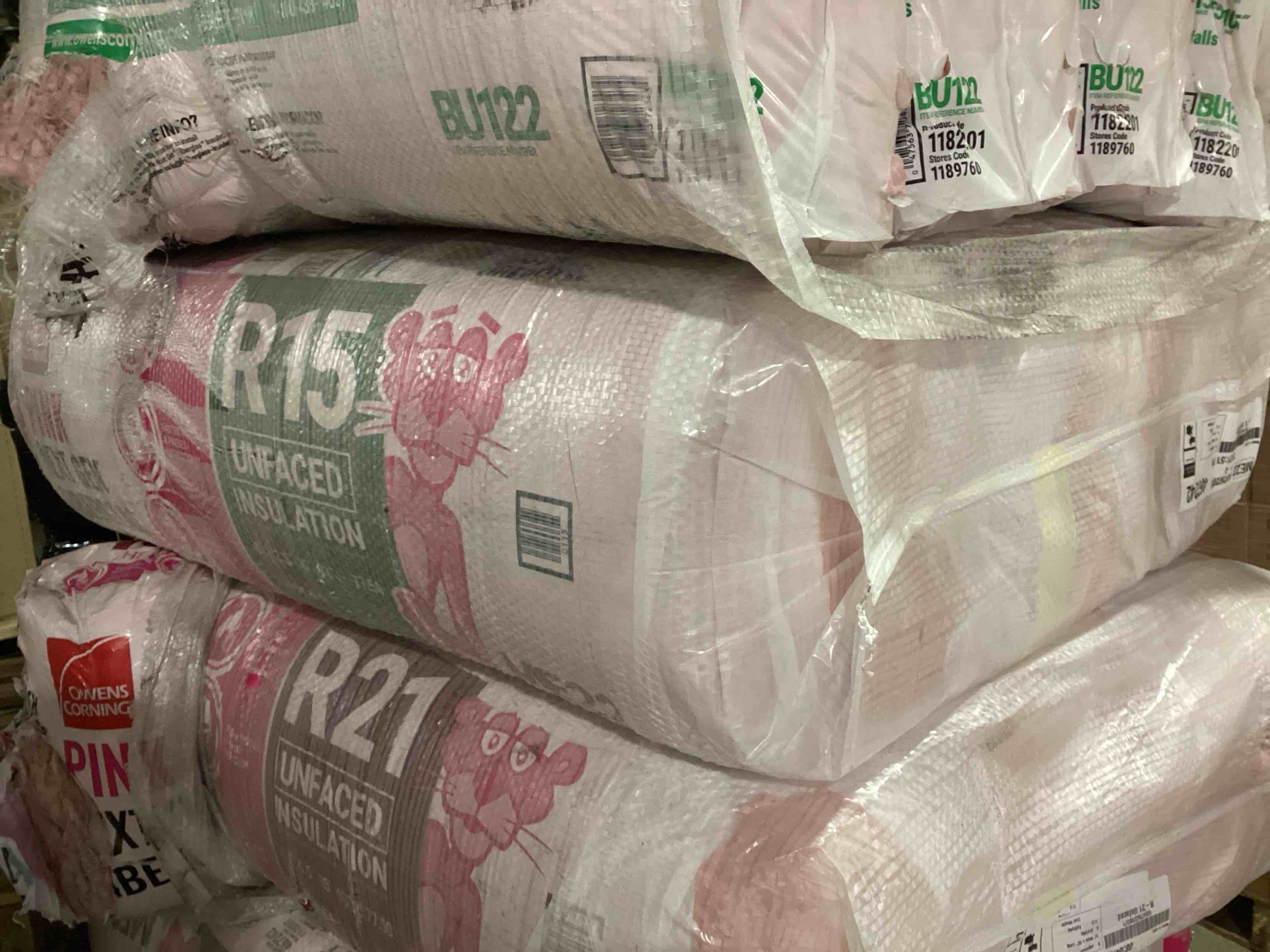 5 Bags of Owen’s Corning R-15 Pink Next Gen Fiberglass Unfaced Batt Insulation, 3.5in x 15in x 93in, 8 Pieces Per Bag And 77.50 Sq.Ft. Per Bag, Your Bid Per Bag