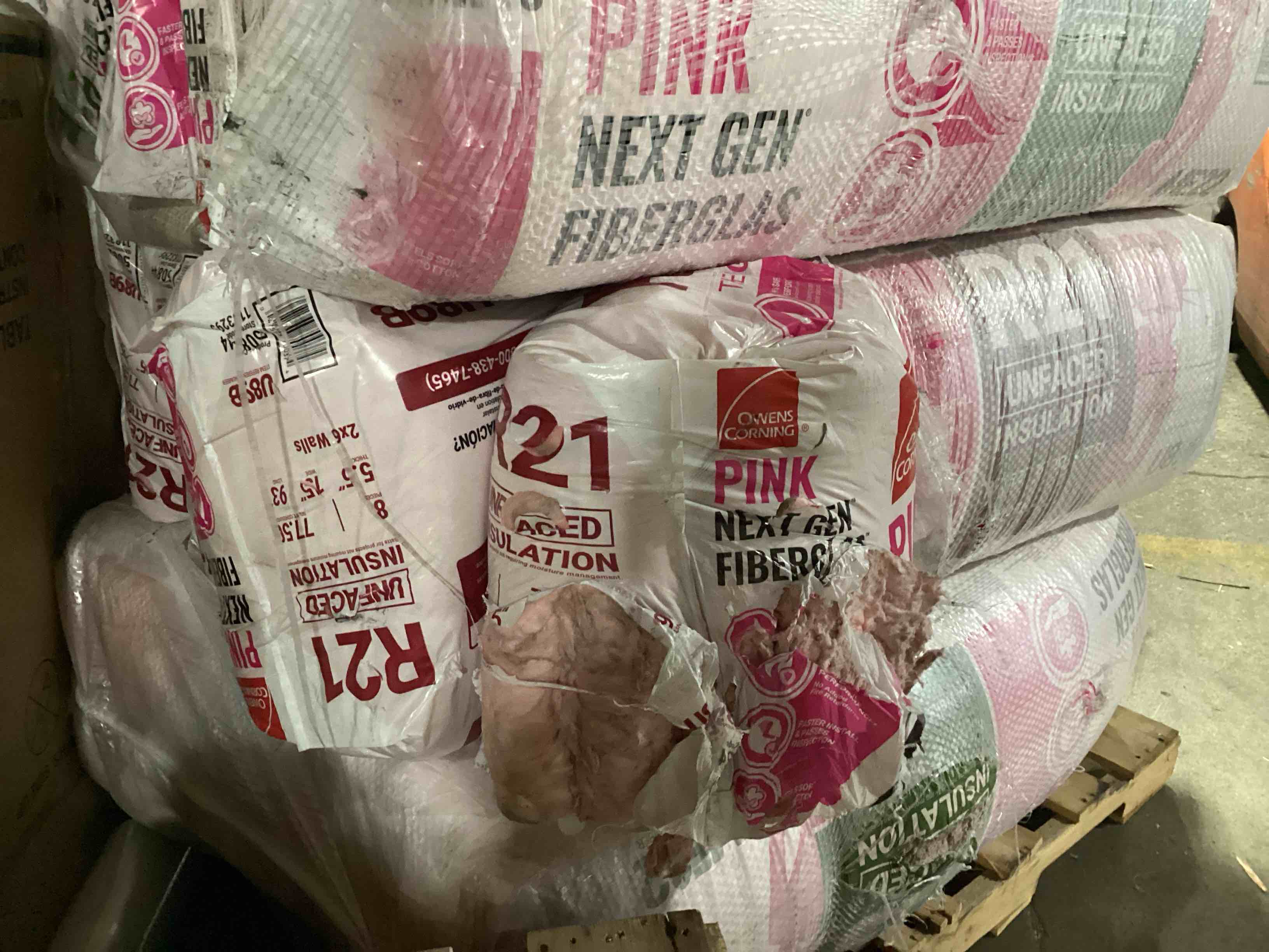 5 Bags of Owen’s Corning R-21 Pink Next Gen Fiberglass Unfaced Batt Insulation, 5.5in x 15in x 93in, 8 Pieces Per Bag And 77.50 Sq.Ft. Per Bag, Your Bid Per Bag