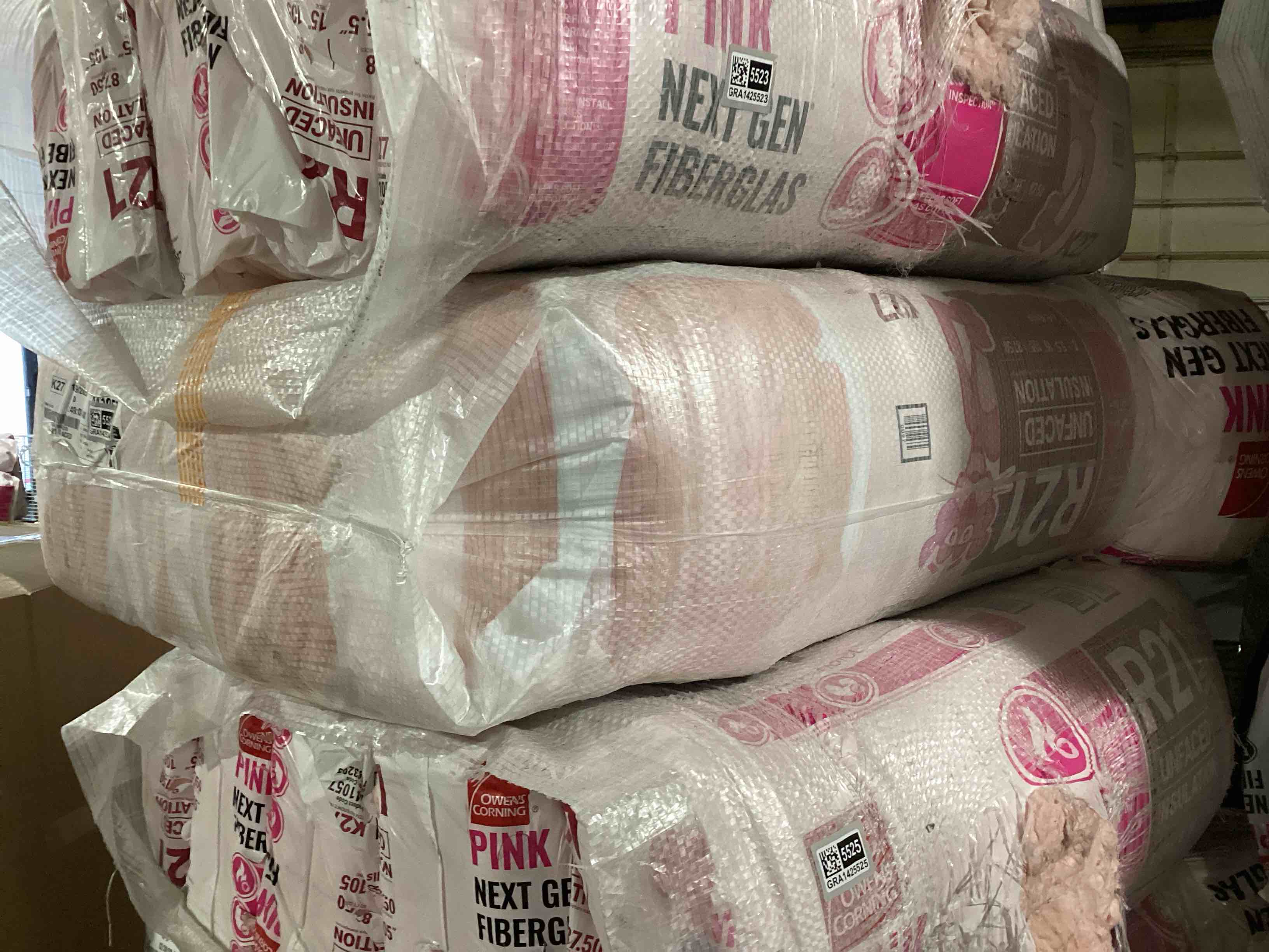 5 Bags of Owen’s Corning R-21 Pink Next Gen Fiberglass Unfaced Batt Insulation, 5.5in x 15in x 105in, 8 Pieces Per Bag And 87.50 Sq.Ft. Per Bag, Your Bid Per Bag