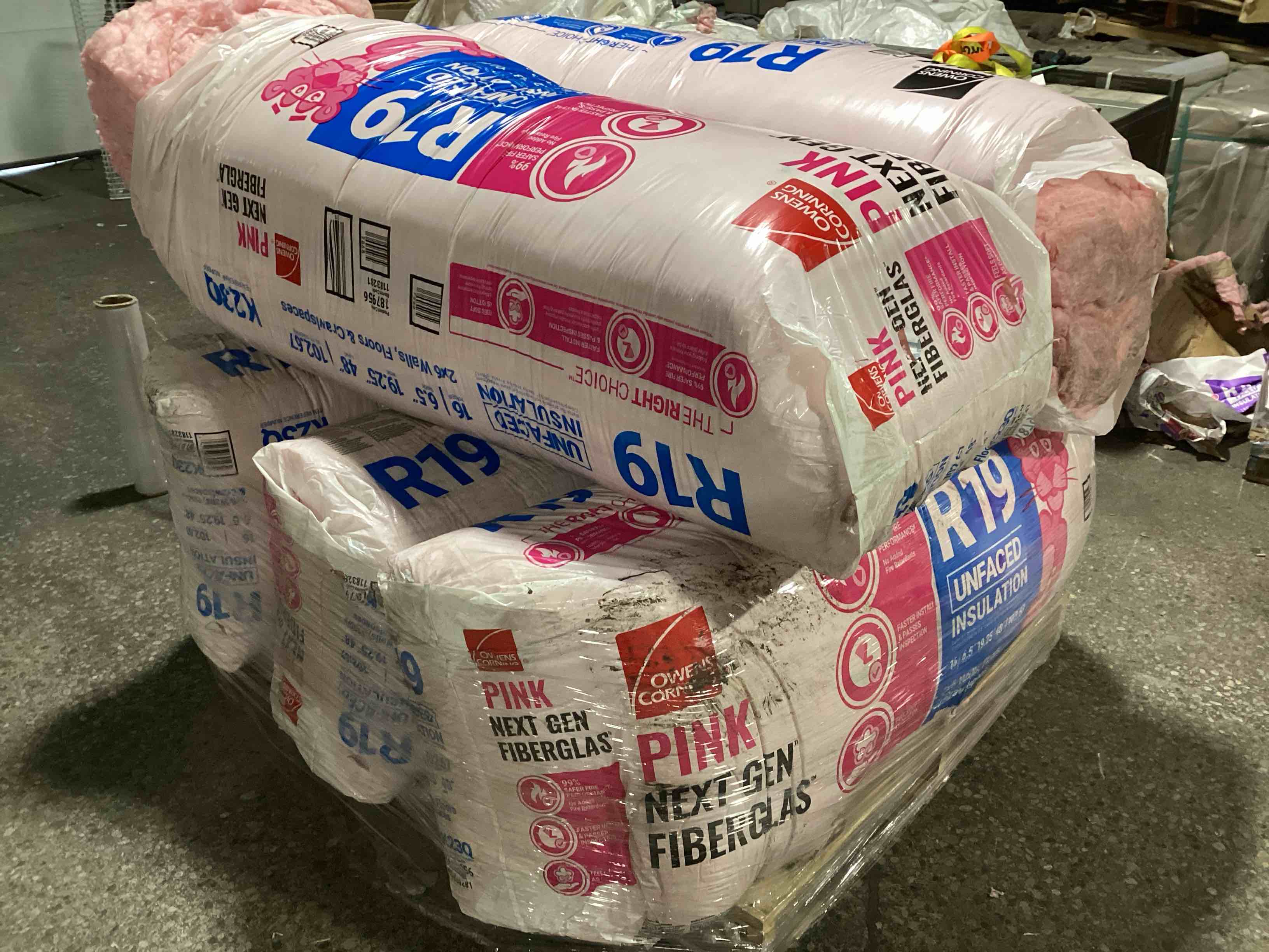 5 Bags of Owen’s Corning R-19 Pink Next Gen Fiberglass Unfaced Batt Insulation, 6.5in x 19.25in x 48in, 16 Pieces Per Bag And 102.67 Sq.Ft. Per Bag, Your Bid Per Bag