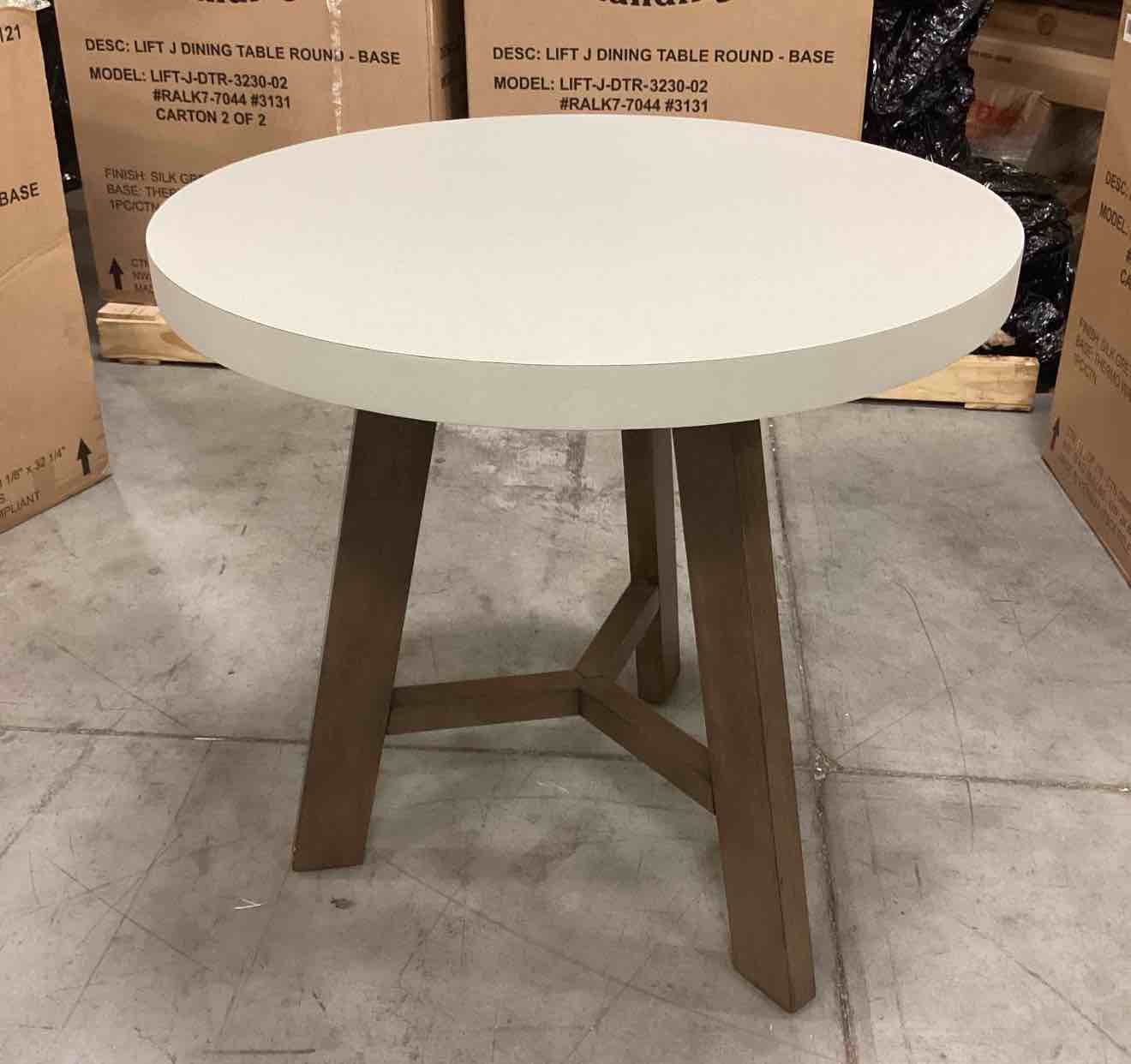 Silk Grey Walnut Base Round Dining Table 31.5 inch x 30 inch 