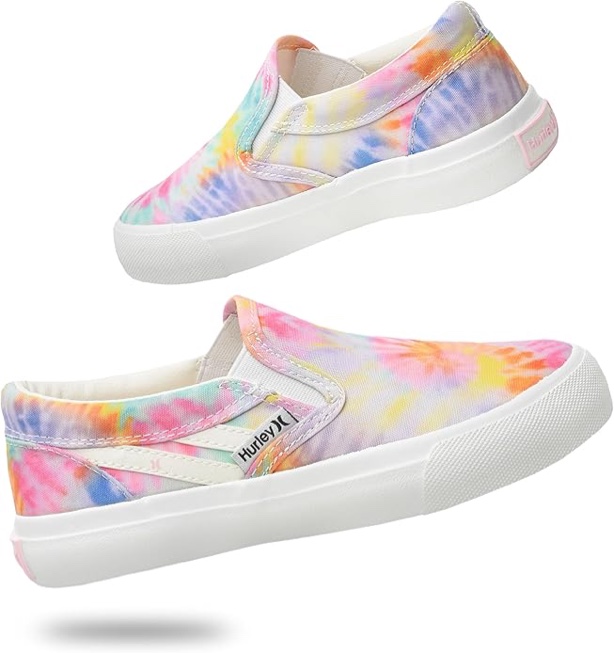 Hurley Kids Canvas Slip On Sneakers – Low Cut Skateboarding Shoes for Kids, Sports Shoes for Boys and Girls, Casual