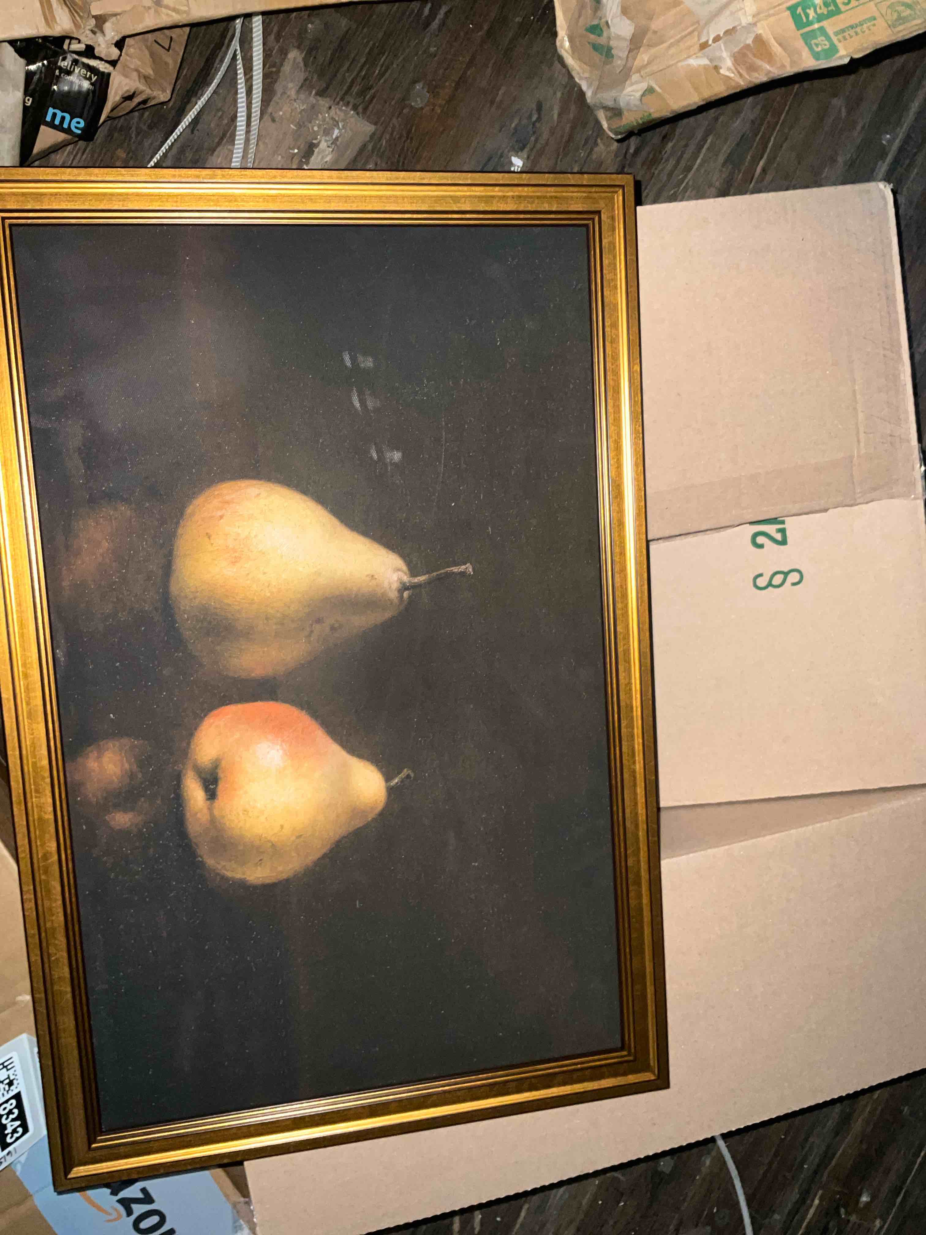wall framed painting of pears 