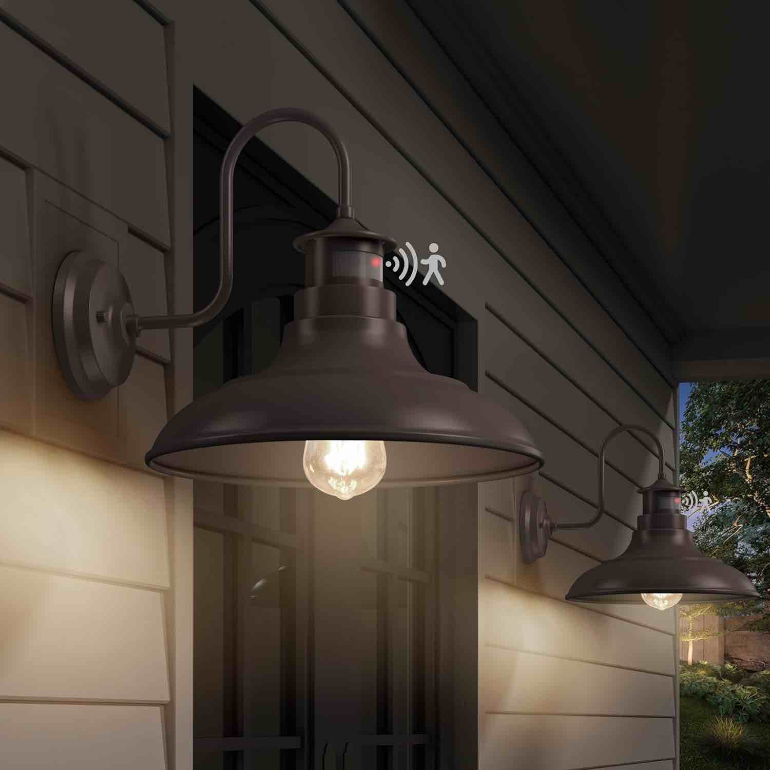 Bestshared 11.5�Dusk to Dawn Sensor Farmhouse Gooseneck Barn Light Outdoor Wall Sconce Outdoor Wal