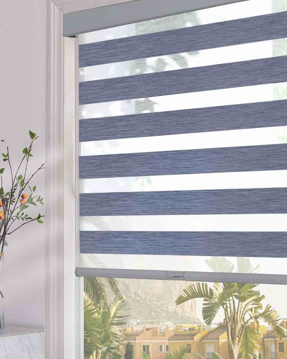 JIANGPIN TEXTILE Blackout Zebra Blinds Dual Layer Free-Stop Room Darkening Zebra Shades Blinds for I