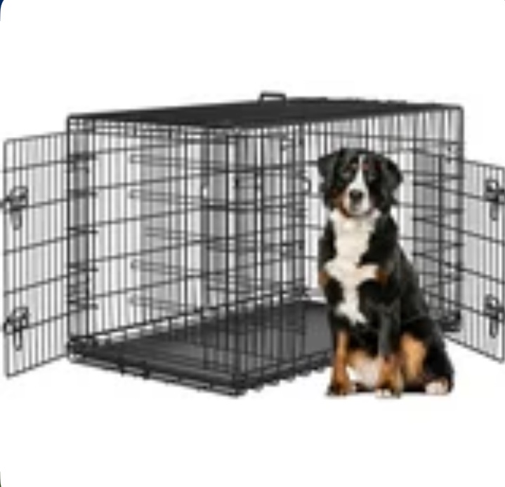Yaheetech  Foldable Metal Dog Crate Kennel for Large Dogs,2 Doors, Divider, Pull-out Tray, Black