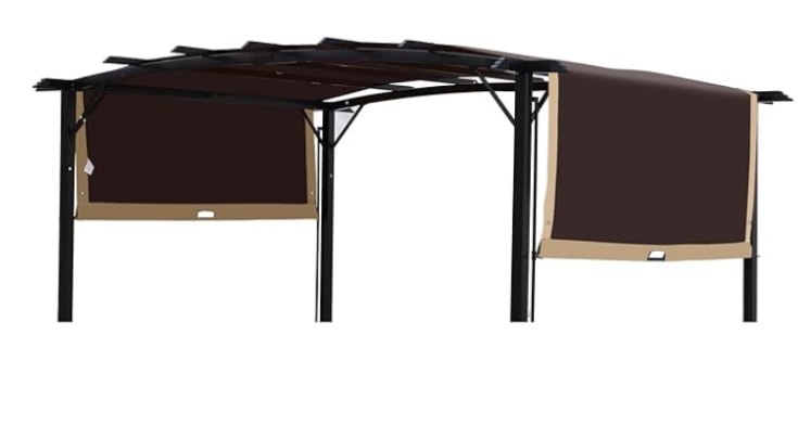 Wekuku Universal Canopy Replacement For 12 X 9 Ft Curved Pergola Brown 1 Door