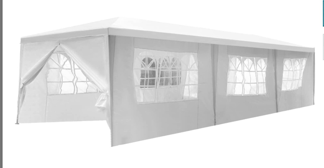 10 x 30ft White Canopy Event Tent with 8 Removable Sidewalls for Party Wedding Tent Pavilion Beach BBQ