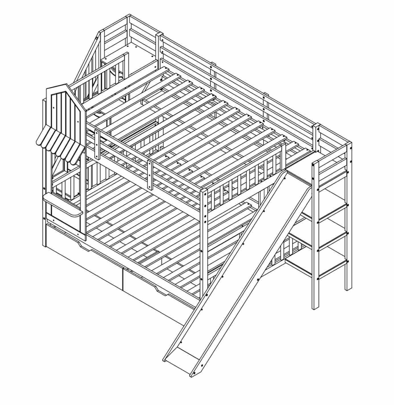 Size Full Bunk Bed With Slide -Grey box 1/3