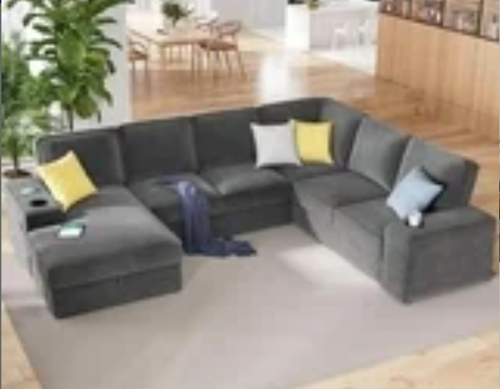  112 inch Oversized sofa sectional sofa with USB box 1/2 