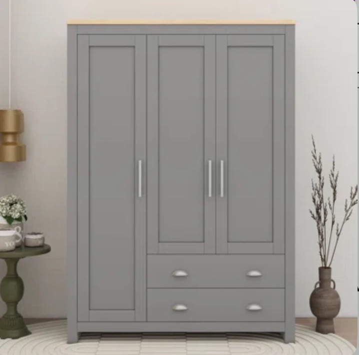  Wardrobe 3 doors +2 drawers grey 