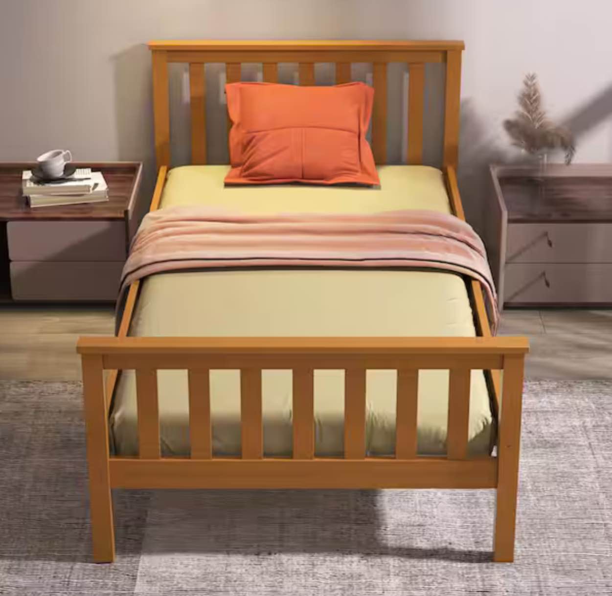  Mission Brown Frame Twin Platform Bed box 1/2 