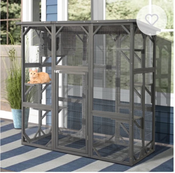 Large Wooden Catio Outdoor Cat Playpen, Enclosure (Box 1/2 )
