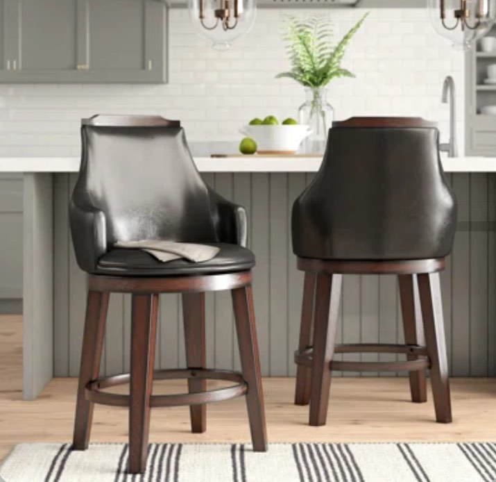 Edens Swivel Upholstered Counter Stool With Solid Wood Frame