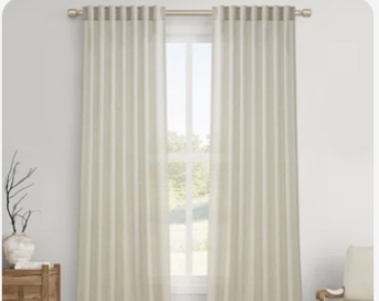 Dennan Linen Curtain Rod Pocket Back Tab , Linen Semi Sheer Curtain  set 2 , (Size 110 long X 50 wide)