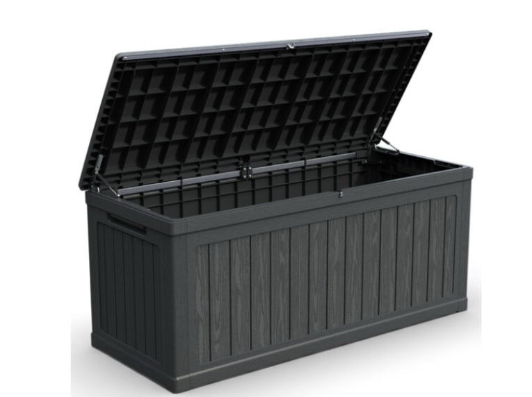 260 Gallon Metal Outdoor Deck Box Waterproof, Black K1163P306623