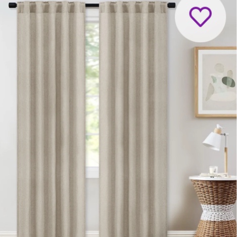 Toyoko Linen Blended Semi - Sheer Back Tab Curtain Pair (Set of 2) size 52 W X 96 L