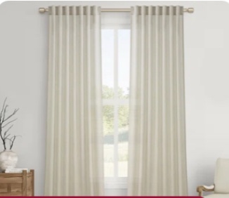 Dennan Linen Curtain Rod Pocket Back Tab,Linen Semi Sheer Curtain: size 50 X 89