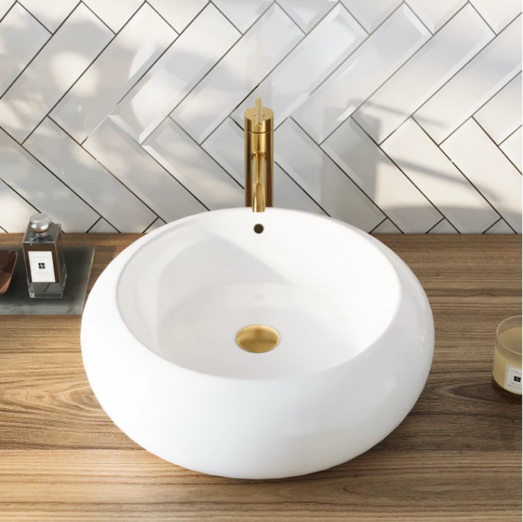 DeerValley 20" x 7" Circular/Round White Ceramic Vessel Bathroom