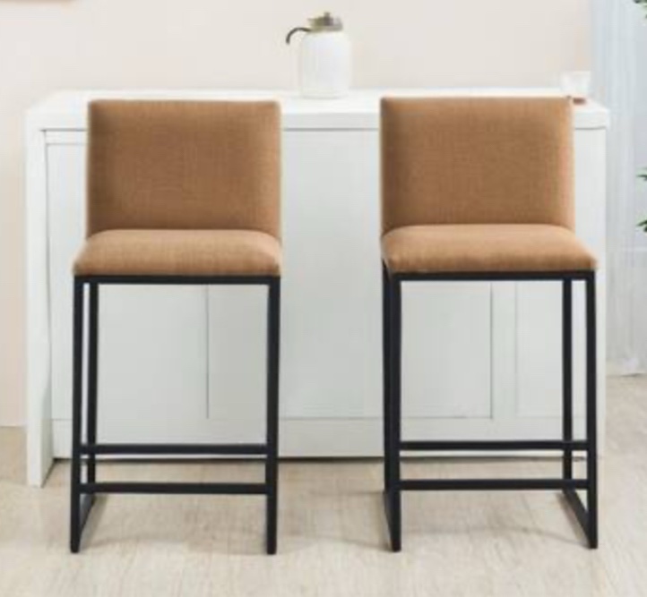  Counter Height Bar Stools Set Of 2, Upholstered Linen Bar Chairs 2 size  72 X 55 X 32 cm