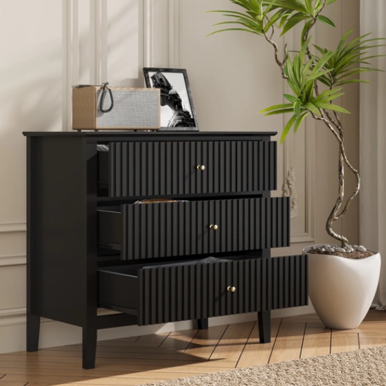 Amberrae Large 3 Drawer Dresser, Wide Chest of Drawers