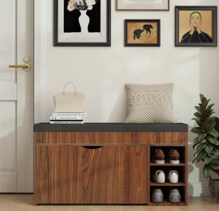 Shelbie 12 Pair Shoe Storage Bench,( size 43.70 X 17.13 X 7.28 in )