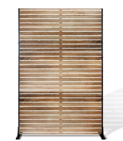 Metal Privacy Screen Fence Panel - Freestanding Outdoor Privacy 72” H x 47” W Color Natural Wood Brown b