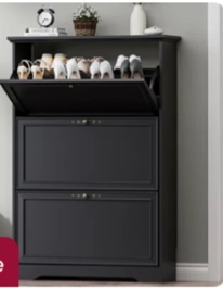3- Tier Stackable Shoe Cabinet black size 52.56 X 18.3X9.92 inch