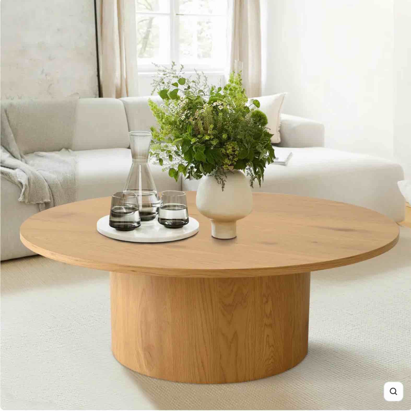 Dwen 40" Modern Round Pedestal Coffee Table